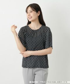 Leilian / レリアン カットソー | ドット柄クルーネックカットソー