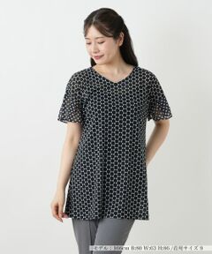 Leilian / レリアン カットソー | ドット切替Vネックカットソー