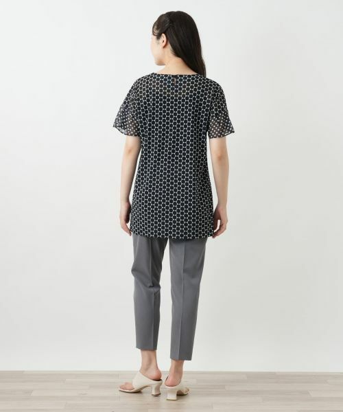 Leilian / レリアン カットソー | ドット切替Vネックカットソー | 詳細3