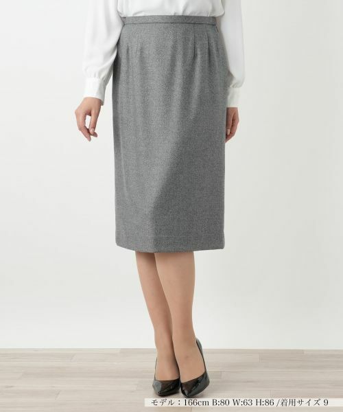 Leilian / レリアン ミニ・ひざ丈スカート | タイトスカート【LORO PIANA】(チャコール系)