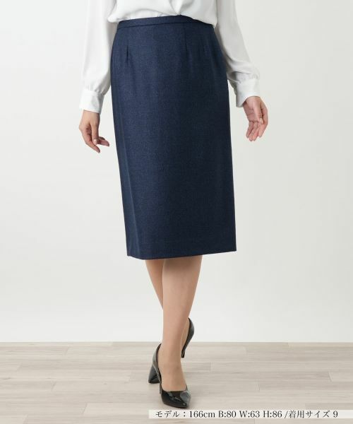 Leilian / レリアン ミニ・ひざ丈スカート | タイトスカート【LORO PIANA】(ネイビー系)
