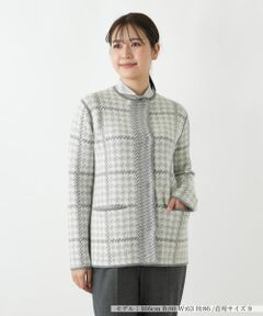 Leilian / レリアン テーラードジャケット | チェックノーカラーニットジャケット