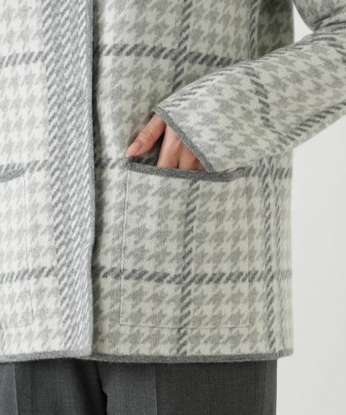 Leilian / レリアン テーラードジャケット | チェックノーカラーニットジャケット | 詳細10