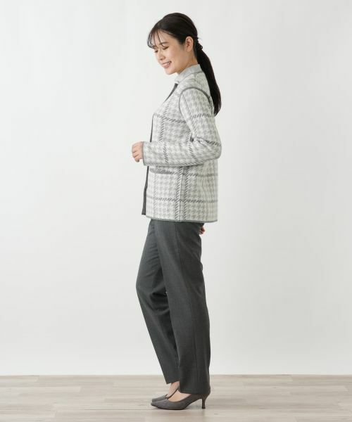Leilian / レリアン テーラードジャケット | チェックノーカラーニットジャケット | 詳細2