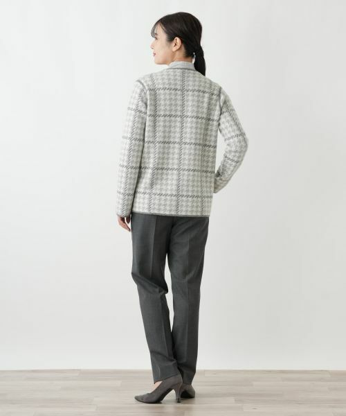 Leilian / レリアン テーラードジャケット | チェックノーカラーニットジャケット | 詳細3