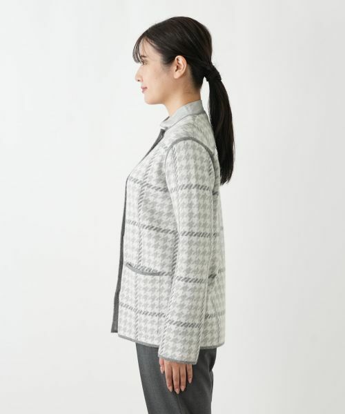 Leilian / レリアン テーラードジャケット | チェックノーカラーニットジャケット | 詳細5