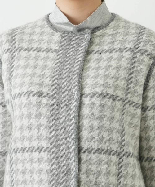 Leilian / レリアン テーラードジャケット | チェックノーカラーニットジャケット | 詳細7