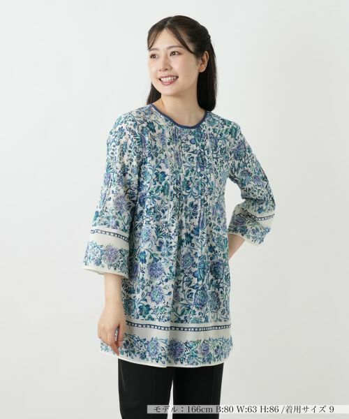 Leilian/レリアン プリントレースブラウス ピーコックグリーン 9(M) Leilian/レリアン プリントレースブラウス ピーコックグリーン 9(M)