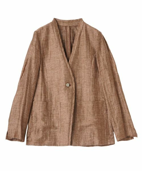 Leilian / レリアン テーラードジャケット | ノーカラージャケット(ブラウン系)