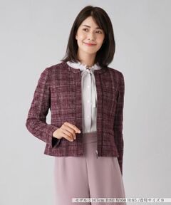Leilian / レリアン テーラードジャケット | チェック柄ノーカラージャケット