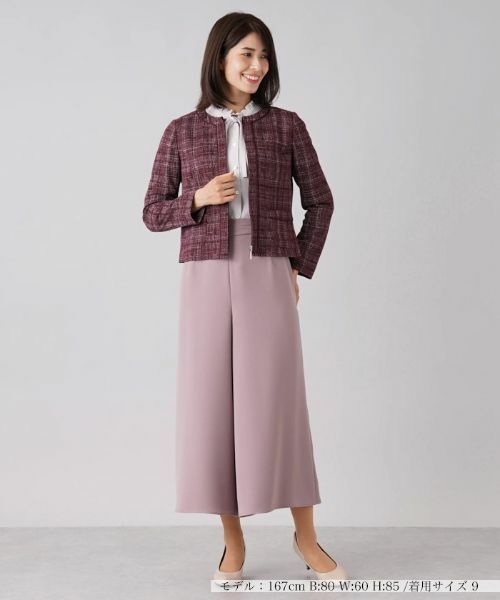 Leilian / レリアン テーラードジャケット | チェック柄ノーカラージャケット | 詳細1