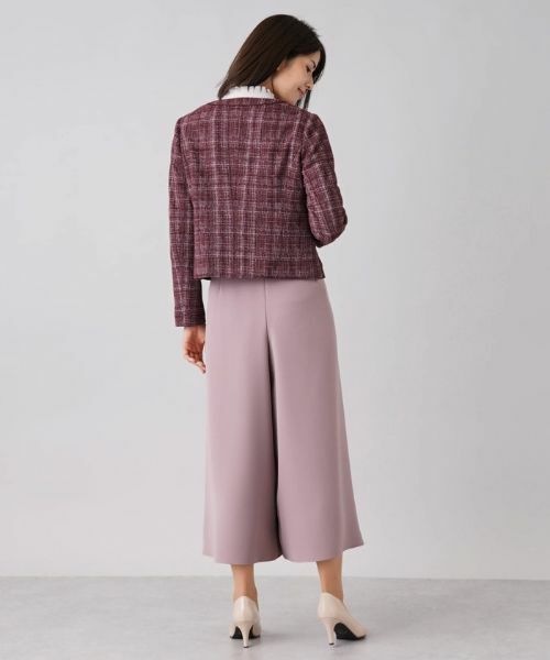 Leilian / レリアン テーラードジャケット | チェック柄ノーカラージャケット | 詳細3