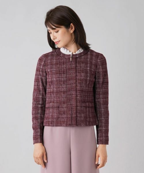 Leilian / レリアン テーラードジャケット | チェック柄ノーカラージャケット | 詳細4