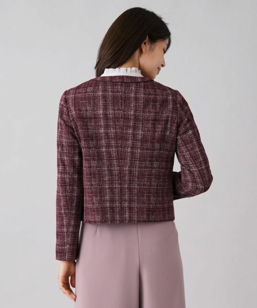 Leilian / レリアン テーラードジャケット | チェック柄ノーカラージャケット | 詳細6
