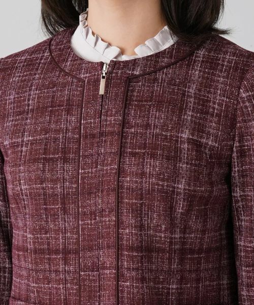 Leilian / レリアン テーラードジャケット | チェック柄ノーカラージャケット | 詳細7