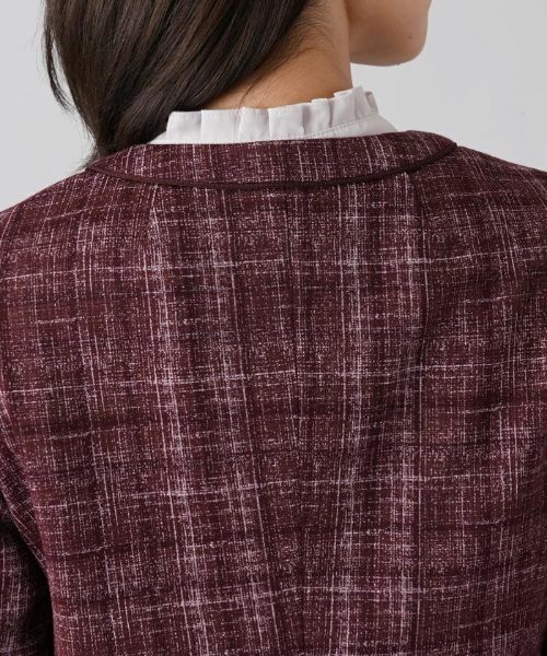 Leilian / レリアン テーラードジャケット | チェック柄ノーカラージャケット | 詳細8