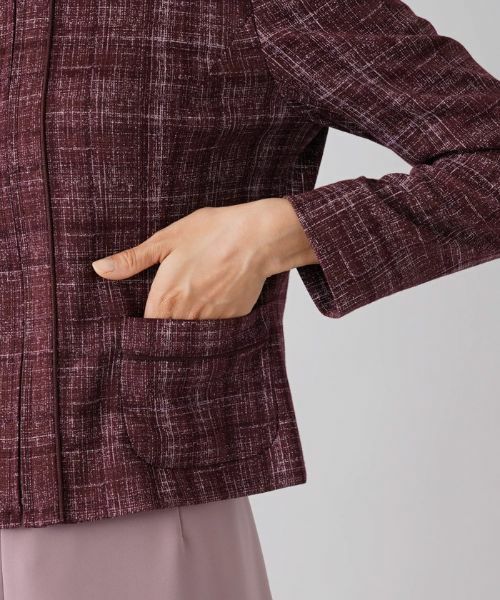 Leilian / レリアン テーラードジャケット | チェック柄ノーカラージャケット | 詳細9