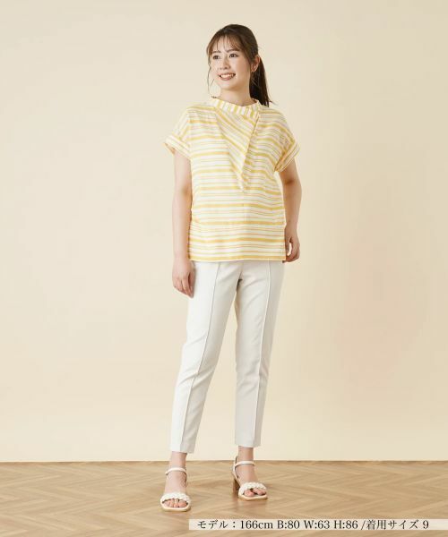 Leilian / レリアン シャツ・ブラウス | 切替ボーダーハイネックブラウス | 詳細1