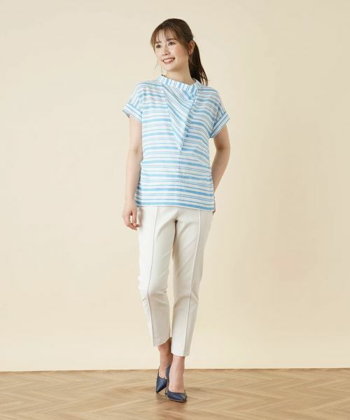 Leilian / レリアン シャツ・ブラウス | 切替ボーダーハイネックブラウス | 詳細15