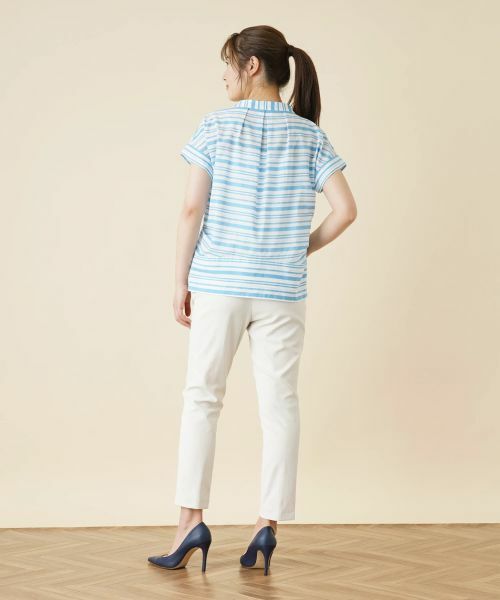 Leilian / レリアン シャツ・ブラウス | 切替ボーダーハイネックブラウス | 詳細17