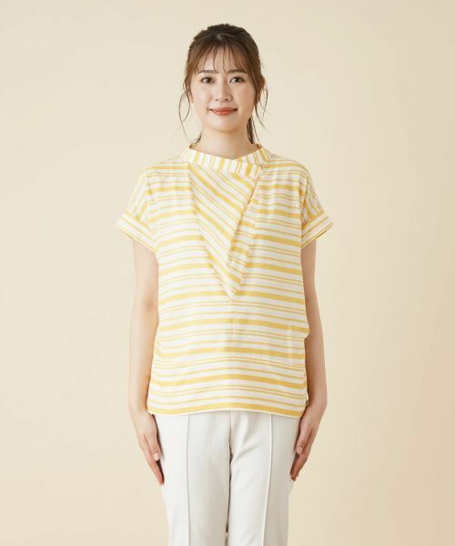 Leilian / レリアン シャツ・ブラウス | 切替ボーダーハイネックブラウス | 詳細4