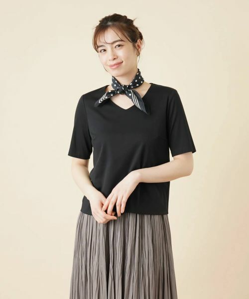 Leilian / レリアン ニット・セーター | Vネックカットソー(ブラック)