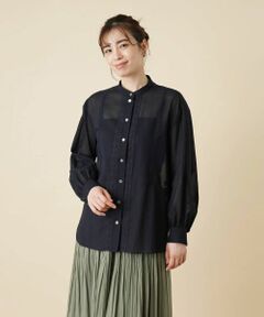 Leilian / レリアン シャツ・ブラウス | シアーバンドカラーブラウス