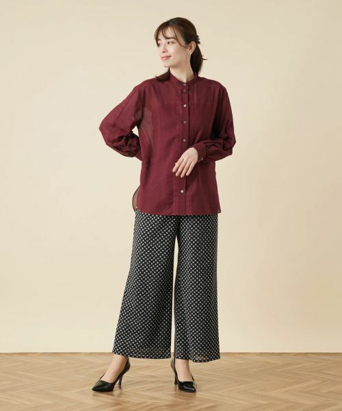 Leilian / レリアン シャツ・ブラウス | シアーバンドカラーブラウス | 詳細1