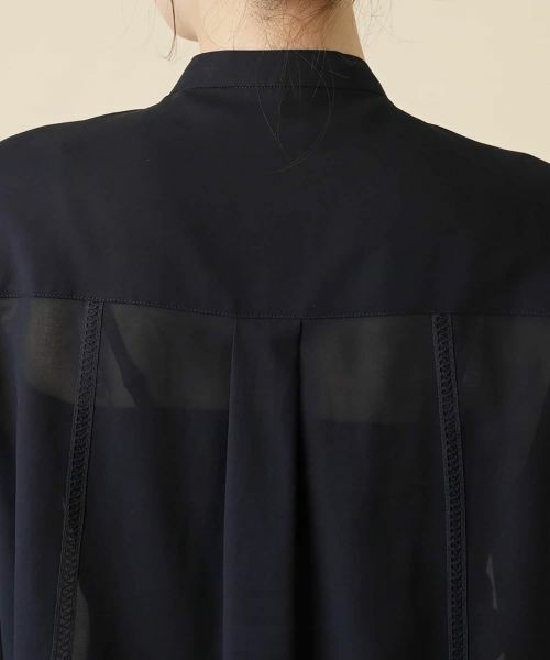 Leilian / レリアン シャツ・ブラウス | シアーバンドカラーブラウス | 詳細11