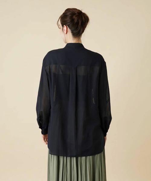 Leilian / レリアン シャツ・ブラウス | シアーバンドカラーブラウス | 詳細9