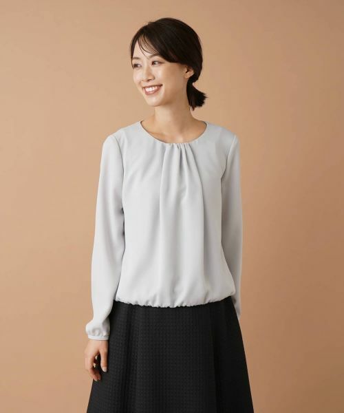 Leilian / レリアン シャツ・ブラウス | タックブラウス【セレモニー】(ライトグレー)