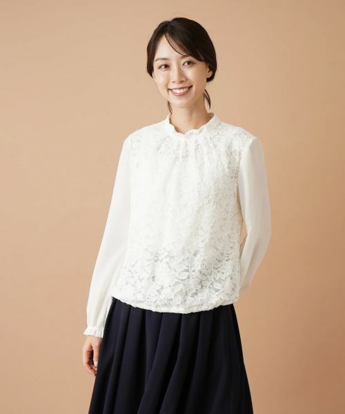 Leilian / レリアン シャツ・ブラウス | レース切り替えブラウス【セレモニー】(アイボリー)