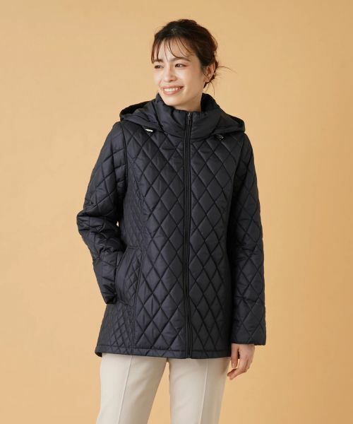 Leilian / レリアン テーラードジャケット | フーデッドキルティングジャケット(ネイビー)