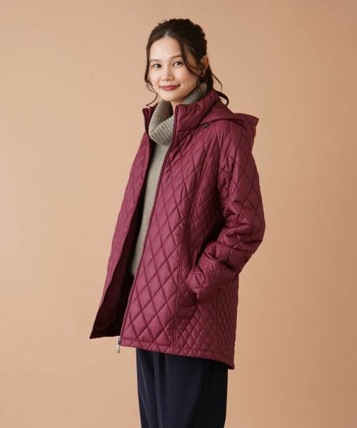 Leilian / レリアン テーラードジャケット | フーデッドキルティングジャケット(ボルドー系)