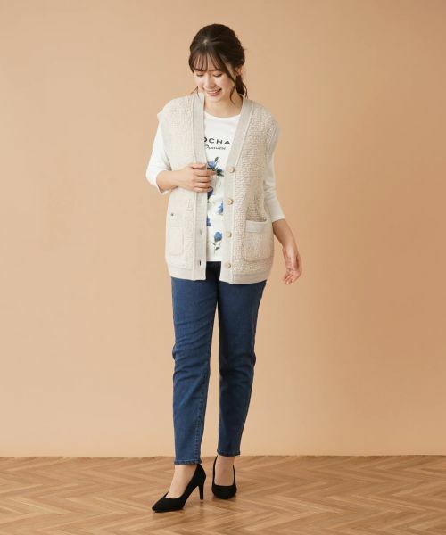 Leilian / レリアン テーラードジャケット | Vネックニットベスト | 詳細1