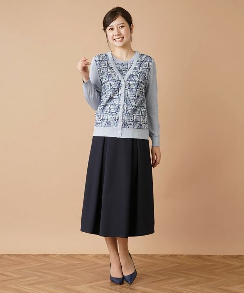 Leilian / レリアン カーディガン・ボレロ | レース切替ラメVネックカーディガン | 詳細12