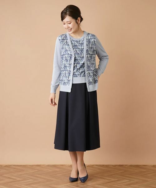 Leilian / レリアン カーディガン・ボレロ | レース切替ラメVネックカーディガン | 詳細15