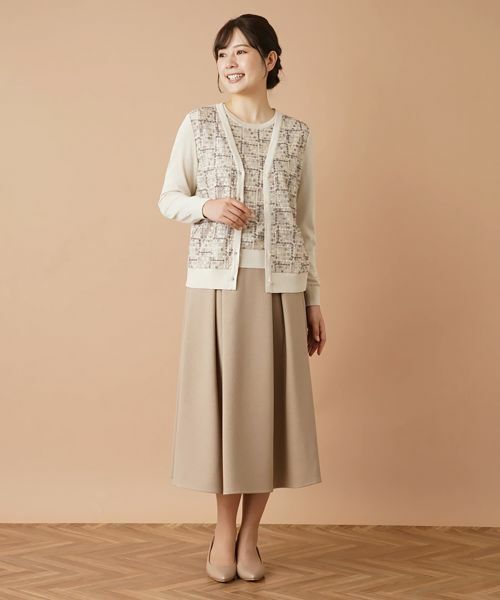 Leilian / レリアン カーディガン・ボレロ | レース切替ラメVネックカーディガン | 詳細4