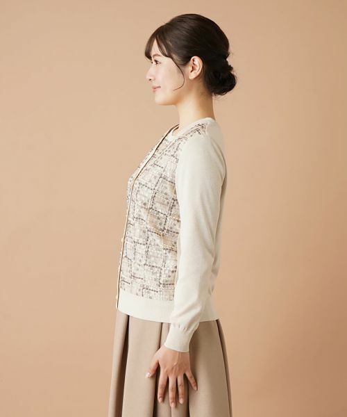 Leilian / レリアン カーディガン・ボレロ | レース切替ラメVネックカーディガン | 詳細6