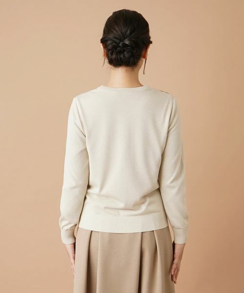 Leilian / レリアン カーディガン・ボレロ | レース切替ラメVネックカーディガン | 詳細7