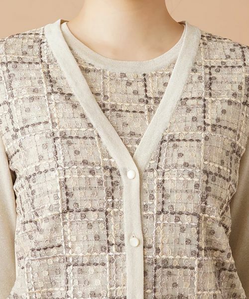 Leilian / レリアン カーディガン・ボレロ | レース切替ラメVネックカーディガン | 詳細8