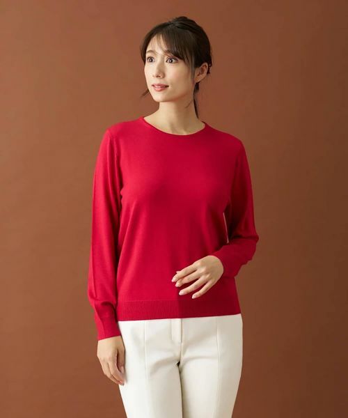 Leilian/レリアン クルーネックニット レッド 9(M) Leilian/レリアン クルーネックニット レッド 9(M)