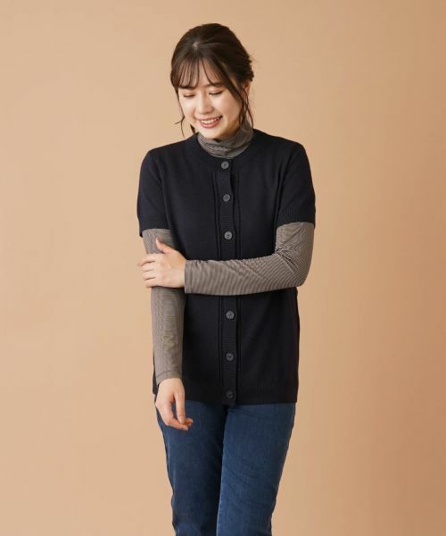 Leilian / レリアン テーラードジャケット | 半袖ニットカーディガン(ネイビー系)