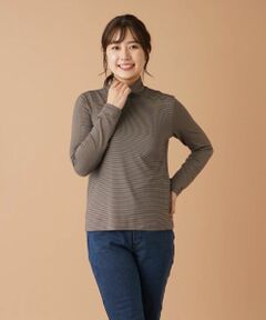 Leilian / レリアン カットソー | ナローボーダーハイネックカットソー