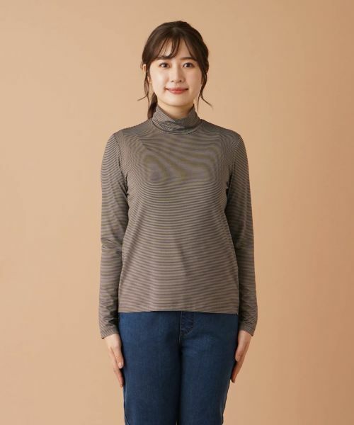 Leilian / レリアン カットソー | ナローボーダーハイネックカットソー | 詳細14