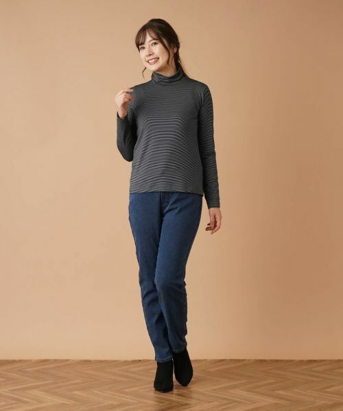 Leilian / レリアン カットソー | ナローボーダーハイネックカットソー | 詳細5