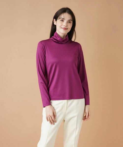 Leilian / レリアン カットソー | ストレッチシルクハイネックカットソー(バイオレット)