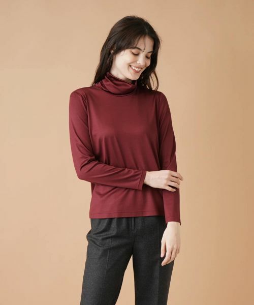 Leilian/レリアン ストレッチシルクハイネックカットソー バーガンディ 11(L) Leilian/レリアン ストレッチシルクハイネックカットソー バーガンディ 11(L)