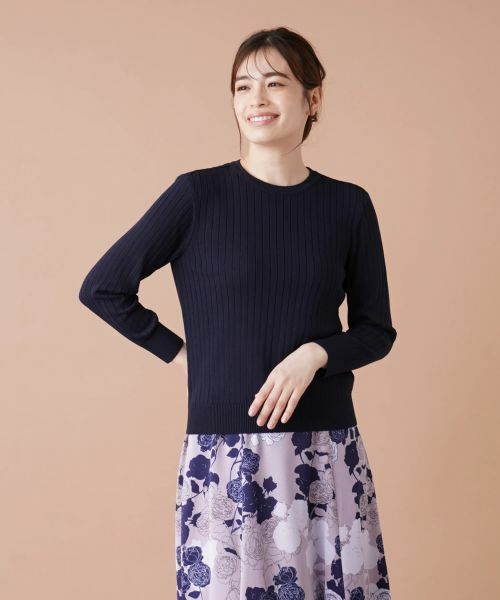 Leilian / レリアン ニット・セーター | リブクルーネックプルオーバー(ネイビー)