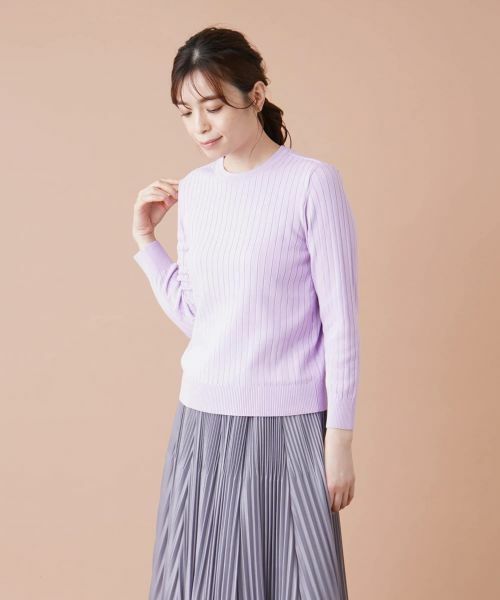 Leilian / レリアン ニット・セーター | リブクルーネックプルオーバー(ライラック)